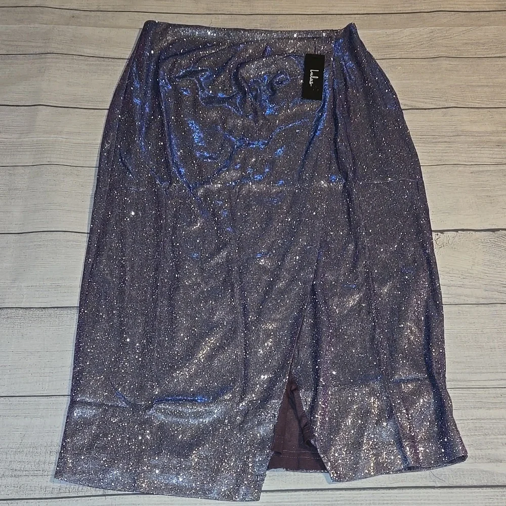 Lulus Faux Wrap Shimmer Midi Skirt Purple Sizes S and L NWT